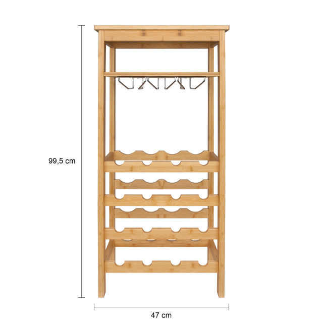 QUVIO Wijnrek voor 16 flessen + glazen hout 1461778 large