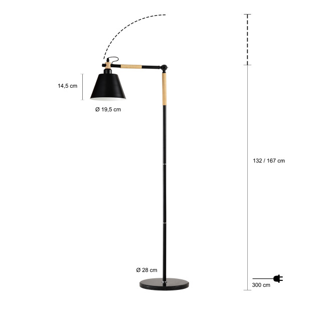 QUVIO Vloerlamp ronde lampenkap quv5038l-black 1395165 large