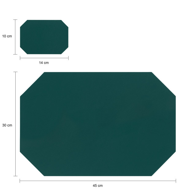 Krumble Placemat achthoekig + onderzetter pu leder groen set van 2 2619308 large