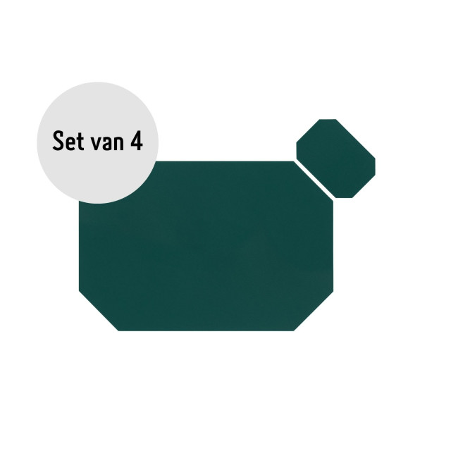 Krumble Placemat achthoekig + onderzetter pu leder groen set van 4 2619309 large