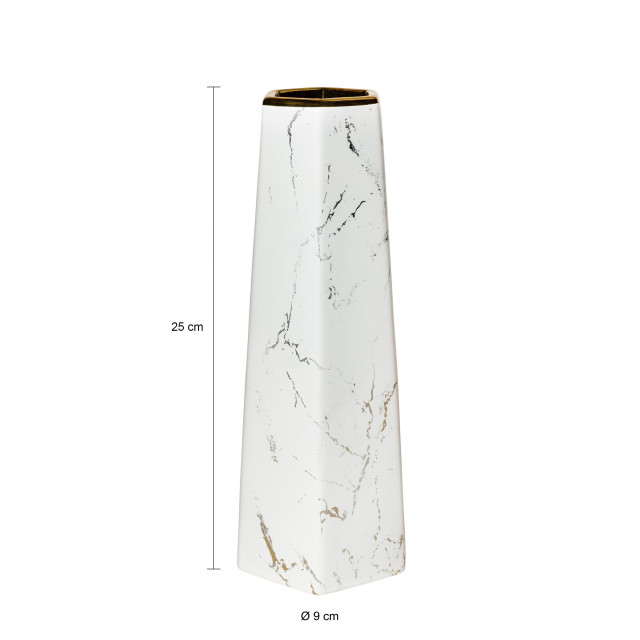 QUVIO Zeshoekige vaas, keramiek wit met marble look m 1715208 large