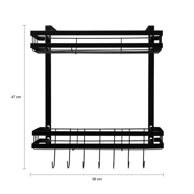 QUVIO Krumble kruidenrekje ophangbaar met 2 plankjes en 7 haakjes metaal - 2269205 large