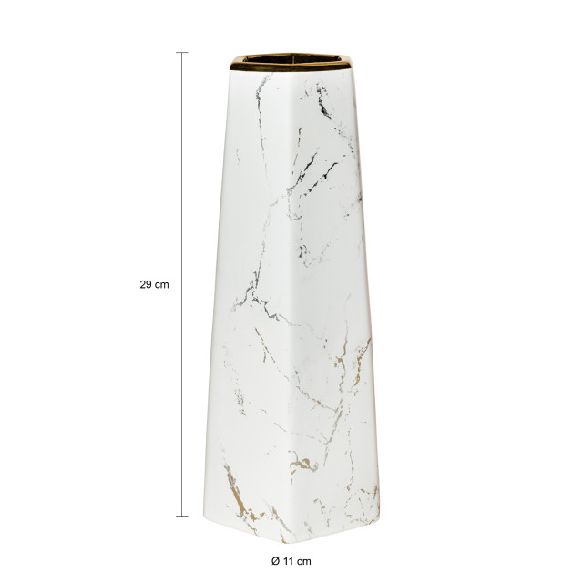 QUVIO Zeshoekige vaas, keramiek met goud marble look s + m + l 2026890 large