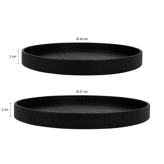 QUVIO Houten dienblad rond set van 2 (24 cm en 27 cm) 2328366 large