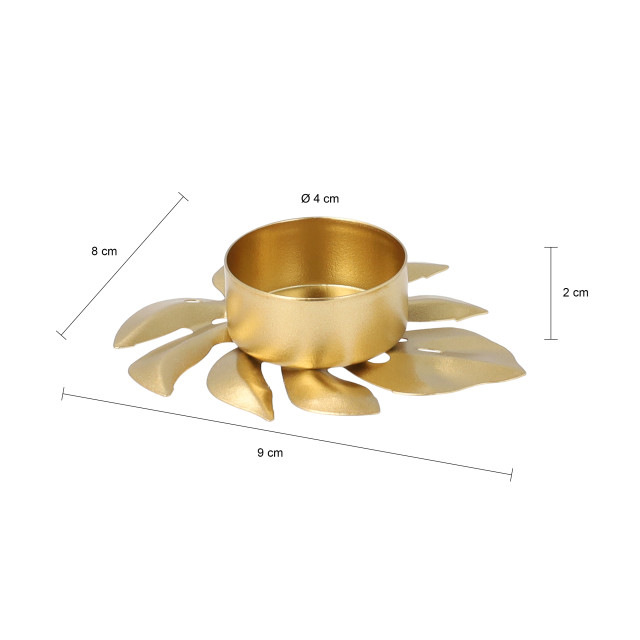 QUVIO Waxinelichthouder op een blad 9 x 8 x 2 cm metaal - 2269315 large