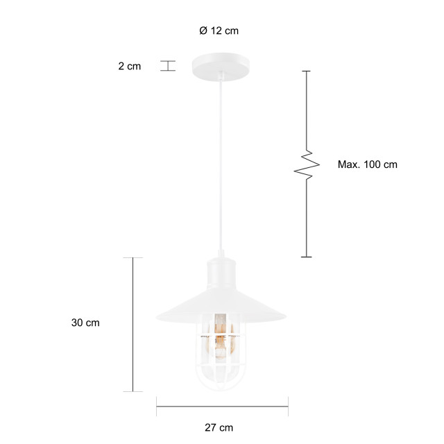 QUVIO Hanglamp metaal en glas quv5082l-white 1551122 large