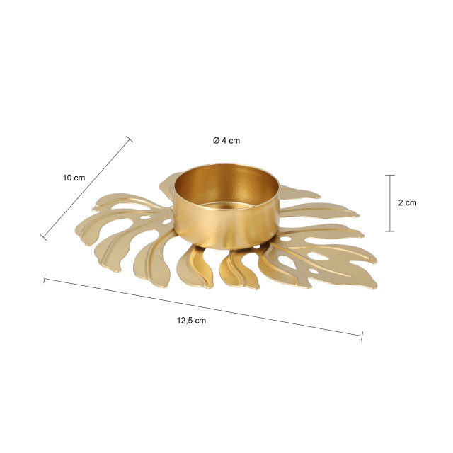 QUVIO Waxinelichthouder op een blad set van 4 metaal - 2269318 large