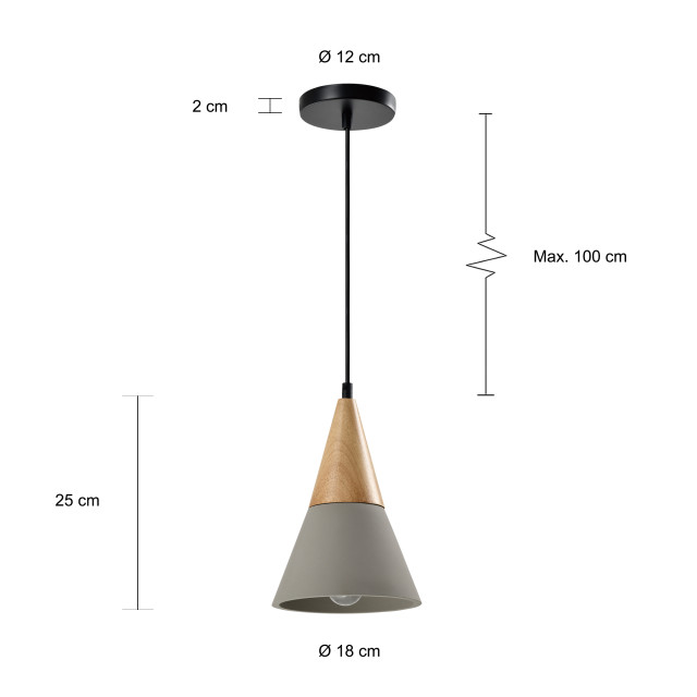 QUVIO Hanglamp langwerpig beton met hout quv5141l-grey 1540310 large