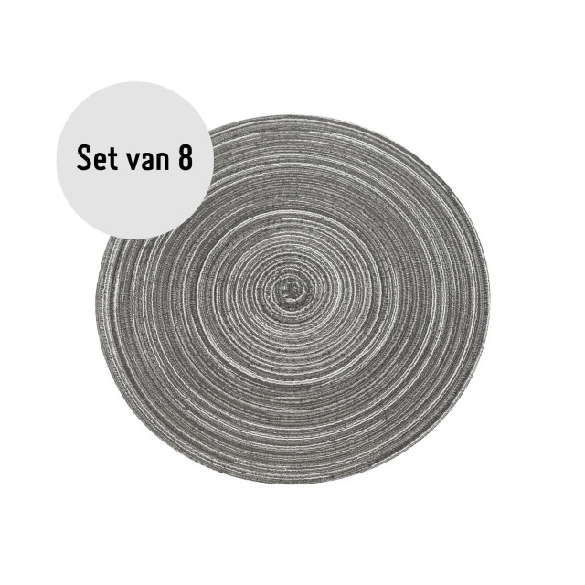 Krumble Placemat rond zilver/ set van 8 2619221 large