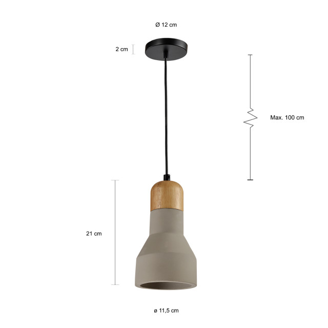 QUVIO Hanglamp hout en beton quv5047l-grey 1395194 large