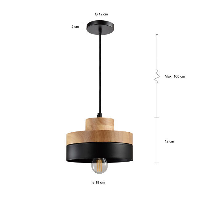 QUVIO Hanglamp rond bruin met quv5052l-black 1395176 large