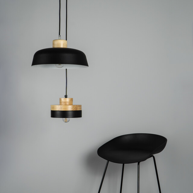 QUVIO Hanglamp rond bruin met quv5052l-black 1395176 large