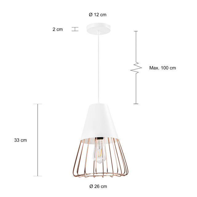 QUVIO Hanglamp langwerpig wit met rosegoud frame quv5179l-white 1551120 large