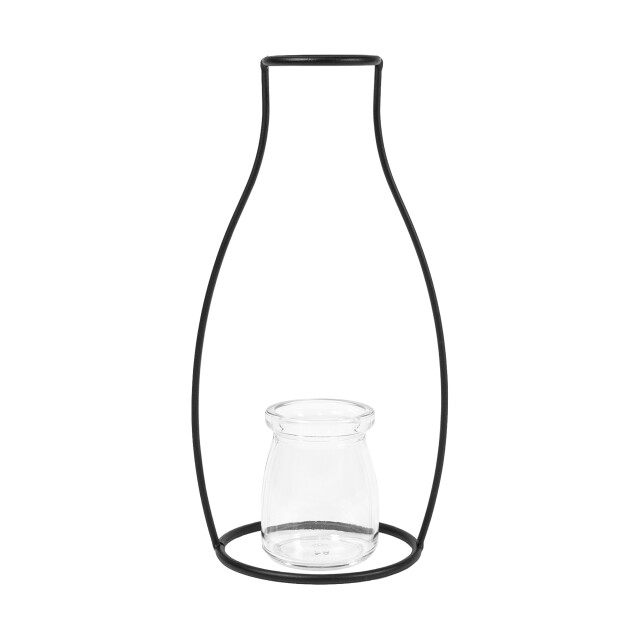 QUVIO Bloemenvaasje glas met stalen frame - 1395366 large