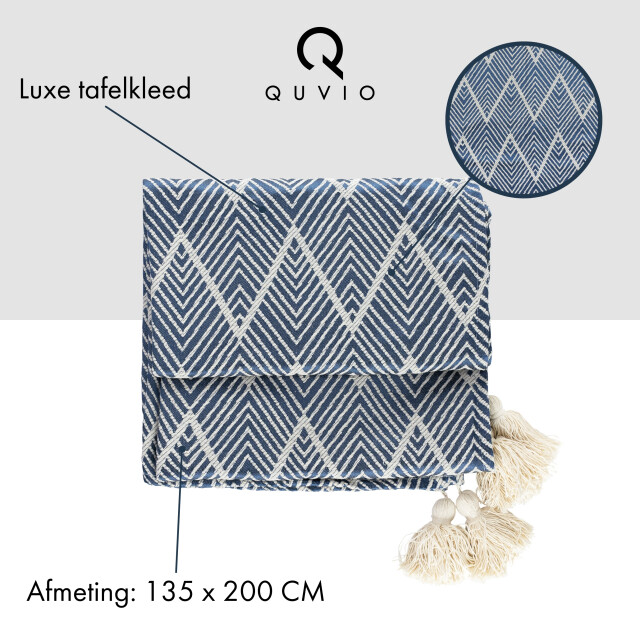 QUVIO Tafelkleed 200 x 135 cm grafische print katoen - 2312597 large
