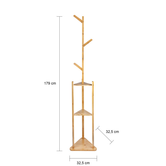 QUVIO Staande kapstok met plank licht bruin 1395494 large