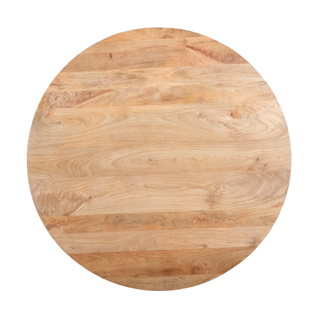 QUVIO Eettafel sofia – rond – Ø120 – stalen kruispoot – fsc®-gecertificeerd mangohout – zwart – naturel 2933682 large