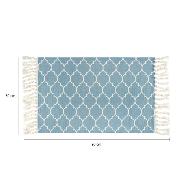 QUVIO Vloerkleed met franjes 60x90cm blauw en 2269229 large