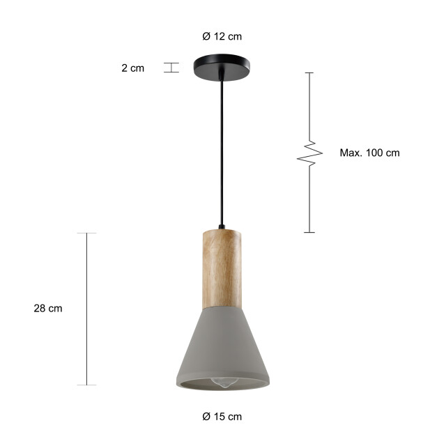 QUVIO Hanglamp langwerpig beton met hout quv5142l-grey 1540312 large