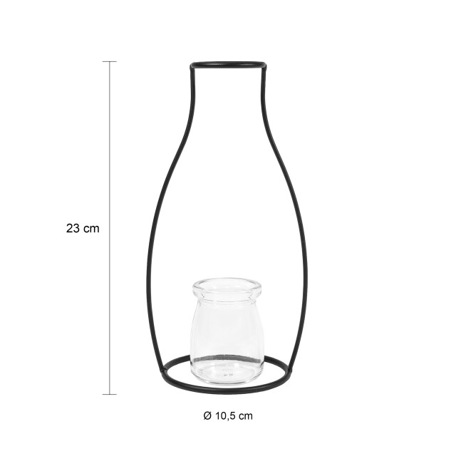QUVIO Bloemenvaasje glas met stalen frame - 1395366 large