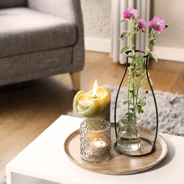 QUVIO Bloemenvaasje glas met stalen frame - 1395366 large