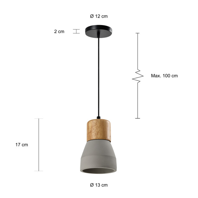 QUVIO Hanglamp langwerpig beton met hout quv5144l-grey 1540314 large