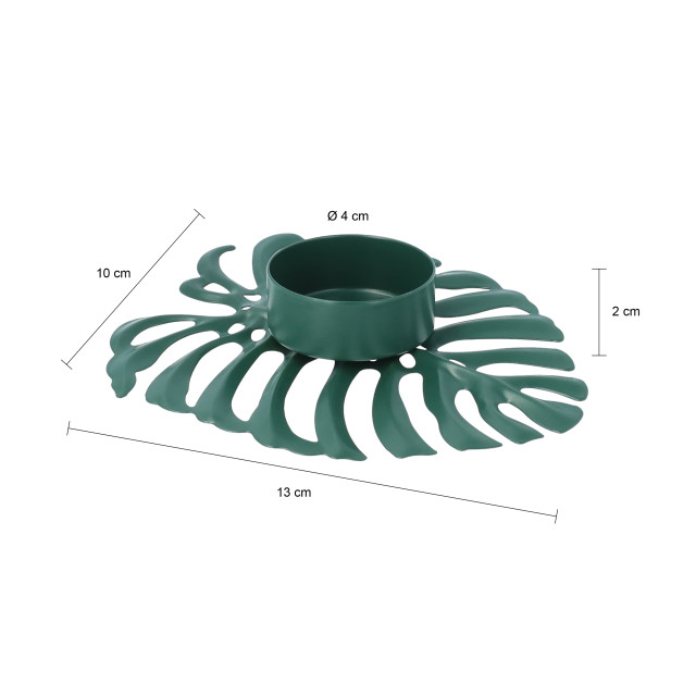 QUVIO Waxinelichthouder op een blad 13 x 9,5 x 2 cm metaal - 2269322 large