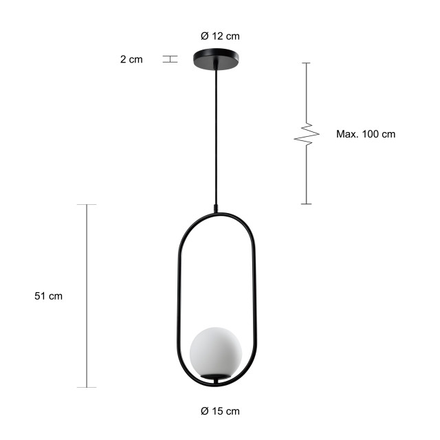 QUVIO Hanglamp glas langwerpig zwart quv5123l-black 1545189 large