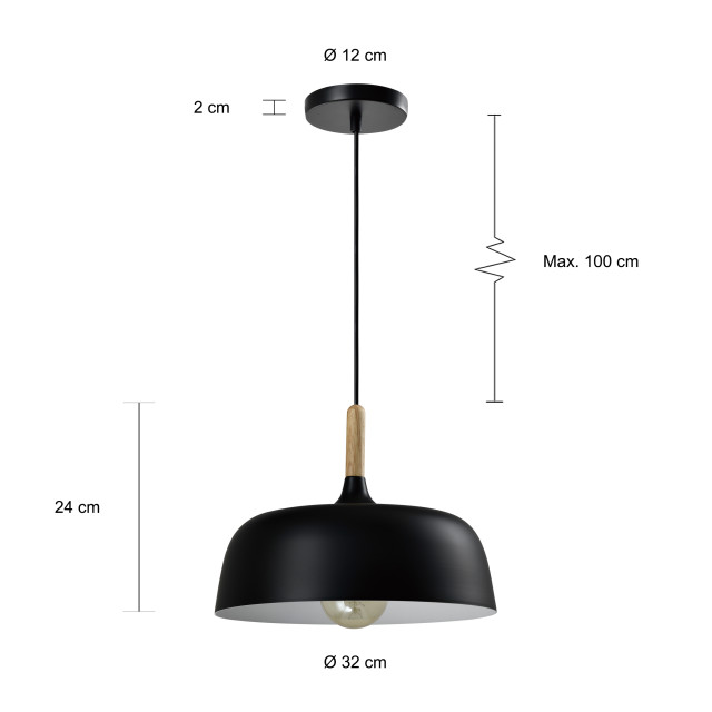 QUVIO Hanglamp rond quv5128l-black 1551088 large