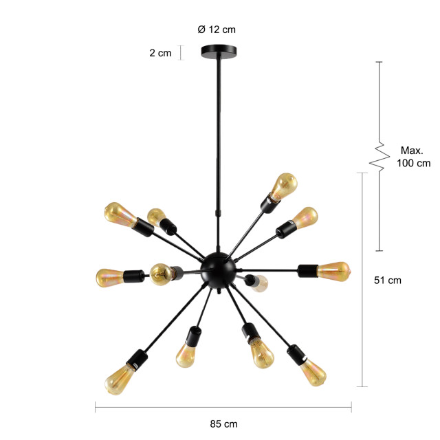 QUVIO Hanglamp met meerdere fittingen quv5050l-black 1395170 large