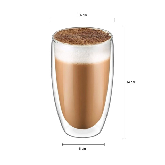 Krumble Latte macchiato glas dubbelwandig 400ml set van 4 1997933 large