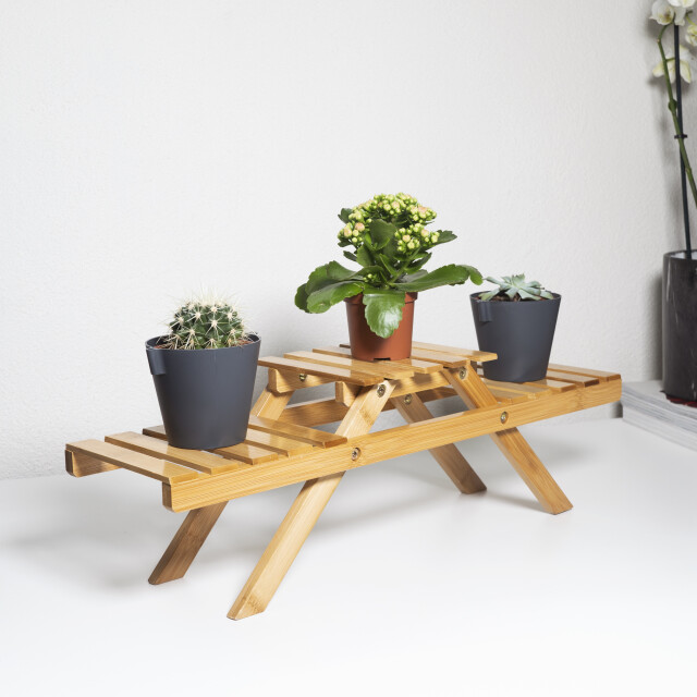 QUVIO Plantenstandaard met 3 planken bamboe 1395398 large