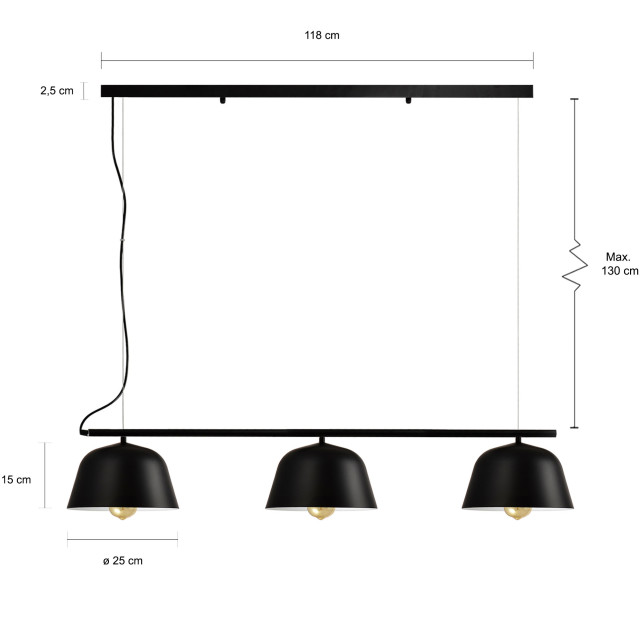 QUVIO Hanglamp 3-lichts quv5056l-black 1395181 large