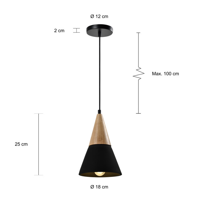 QUVIO Hanglamp langwerpig beton met hout quv5141l-black 1540309 large