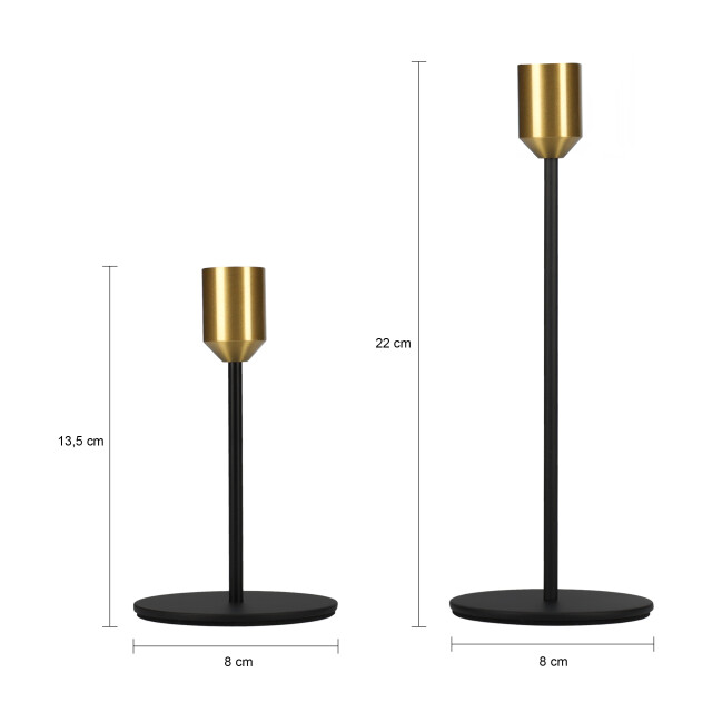QUVIO Kaarsenstandaard set van 2 (klein en groot) metaal zwart en 2228291 large