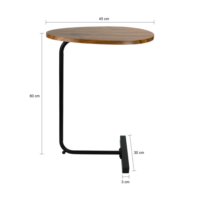 QUVIO Bijzettafel ovaal 30 x 45 x 60 cm - 2269298 large