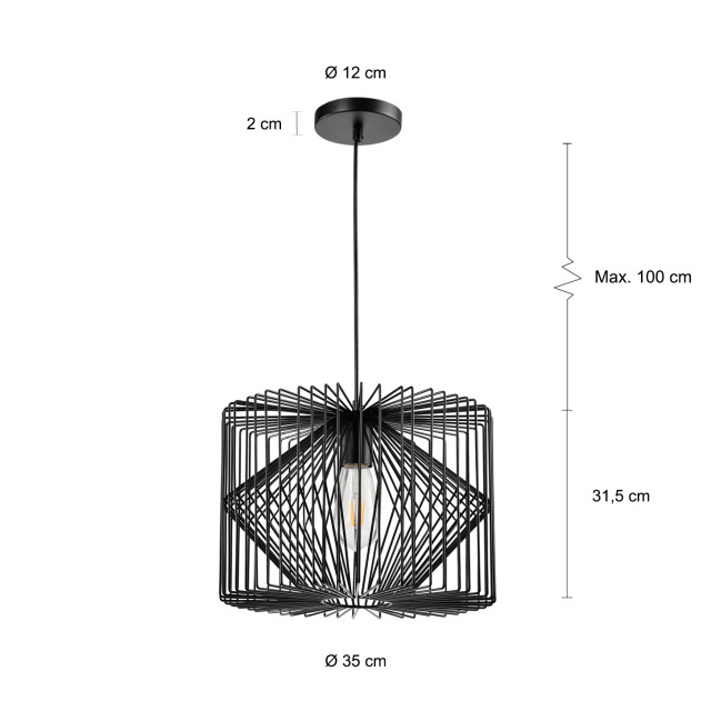 QUVIO Hanglamp metaal quv5048l-black 1395171 large