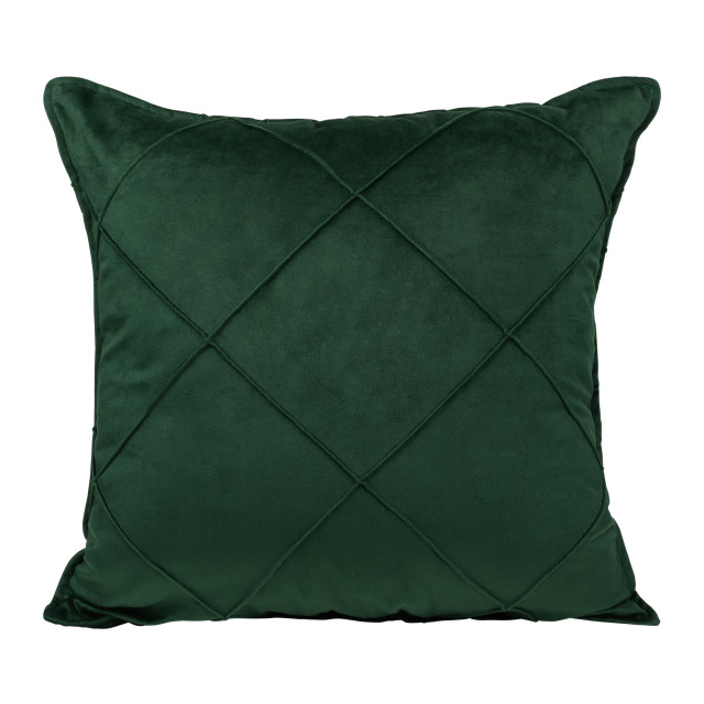 QUVIO Kussenhoes met ruit patroon 50 x 50 cm fluweel donker groen 1849003 large