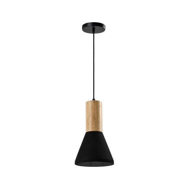 QUVIO Hanglamp langwerpig beton met hout quv5142l-black 1540311 large