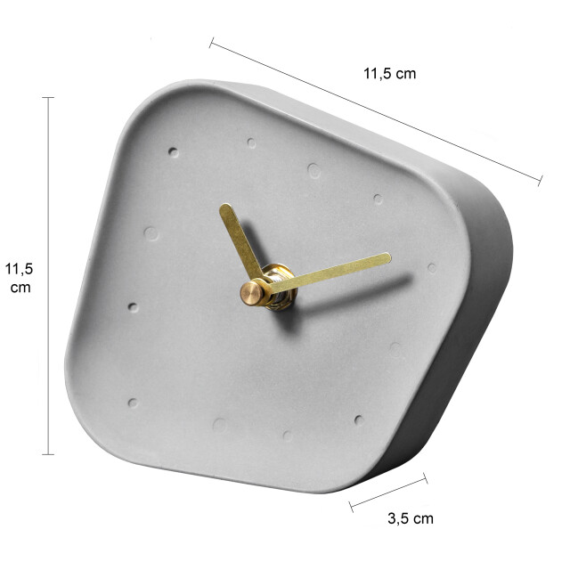 QUVIO Tafelklok beton asymmetrisch met wijzers grijs 1395022 large