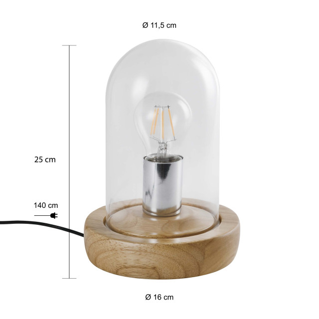 QUVIO Tafellamp met glazen stolp quv5171l-wood 1551110 large