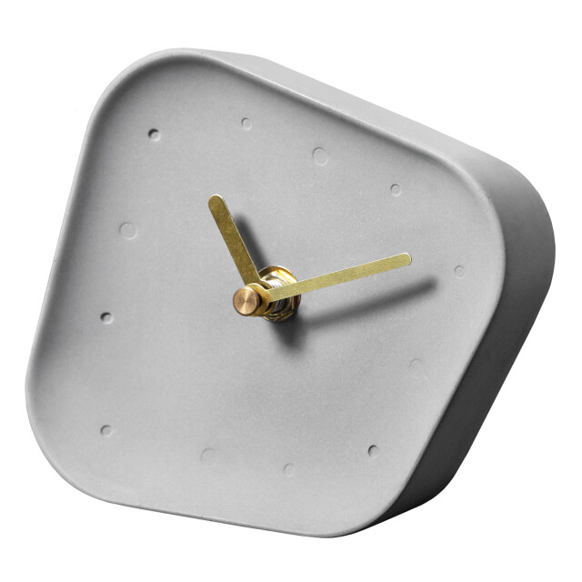 QUVIO Tafelklok beton asymmetrisch met wijzers grijs 1395022 large