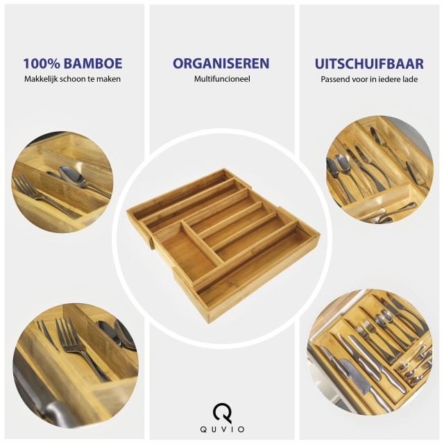 QUVIO Bestekbak organizer hout verstelbaar 1394821 large