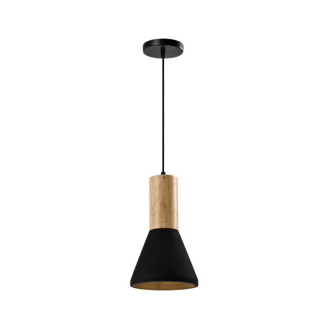 QUVIO Hanglamp langwerpig beton met hout quv5142l-black 1540311 large