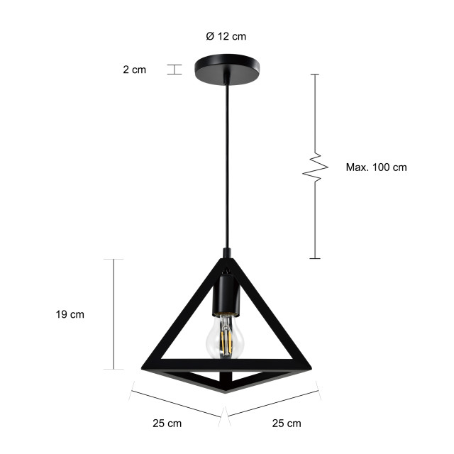 QUVIO Hanglamp met metalen frame driehoek quv5151l-black 1551103 large