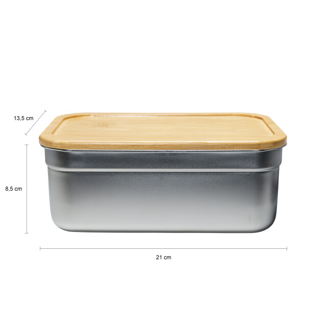 Krumble Lunchbox rvs met houten deksel en elastiek 1395440 large