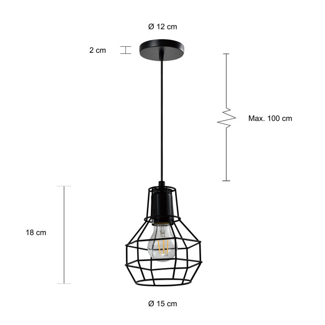 QUVIO Hanglamp metalen frame quv5146l-black 1538247 large