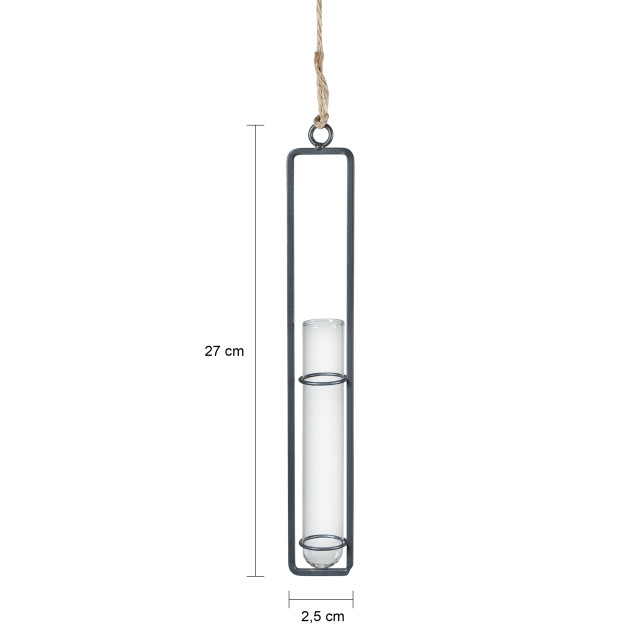 QUVIO Hangend vaasje met metalen frame m 15,3 cm 1551077 large