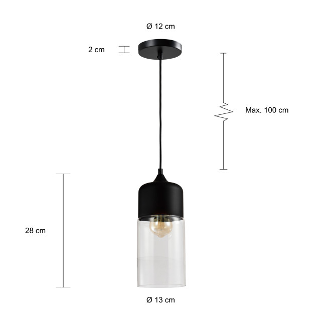 QUVIO Hanglamp langwerpig glas zwart quv5104l-black 1538362 large