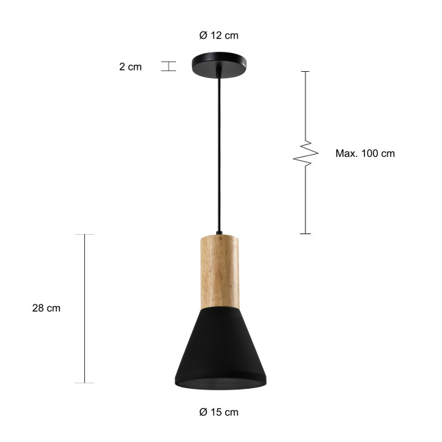 QUVIO Hanglamp langwerpig beton met hout quv5142l-black 1540311 large